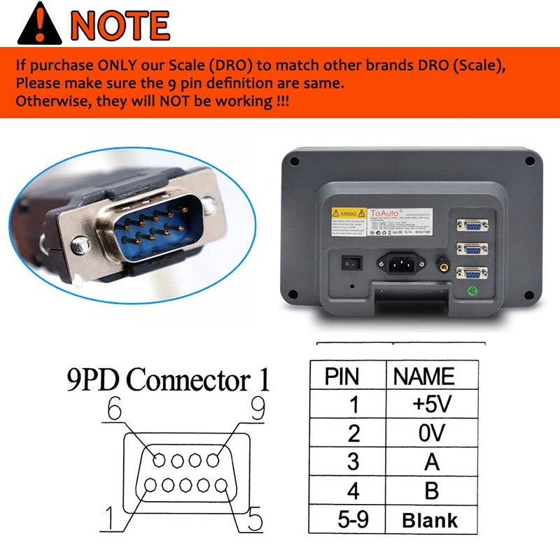 TOAUTO Digital Readout 2 Axis 3 Axis DRO Display Linear Scale 250mm 10" Precision 5um for Bridgeport/Knee Milling Lathe EDM Mill Machine - Image 5