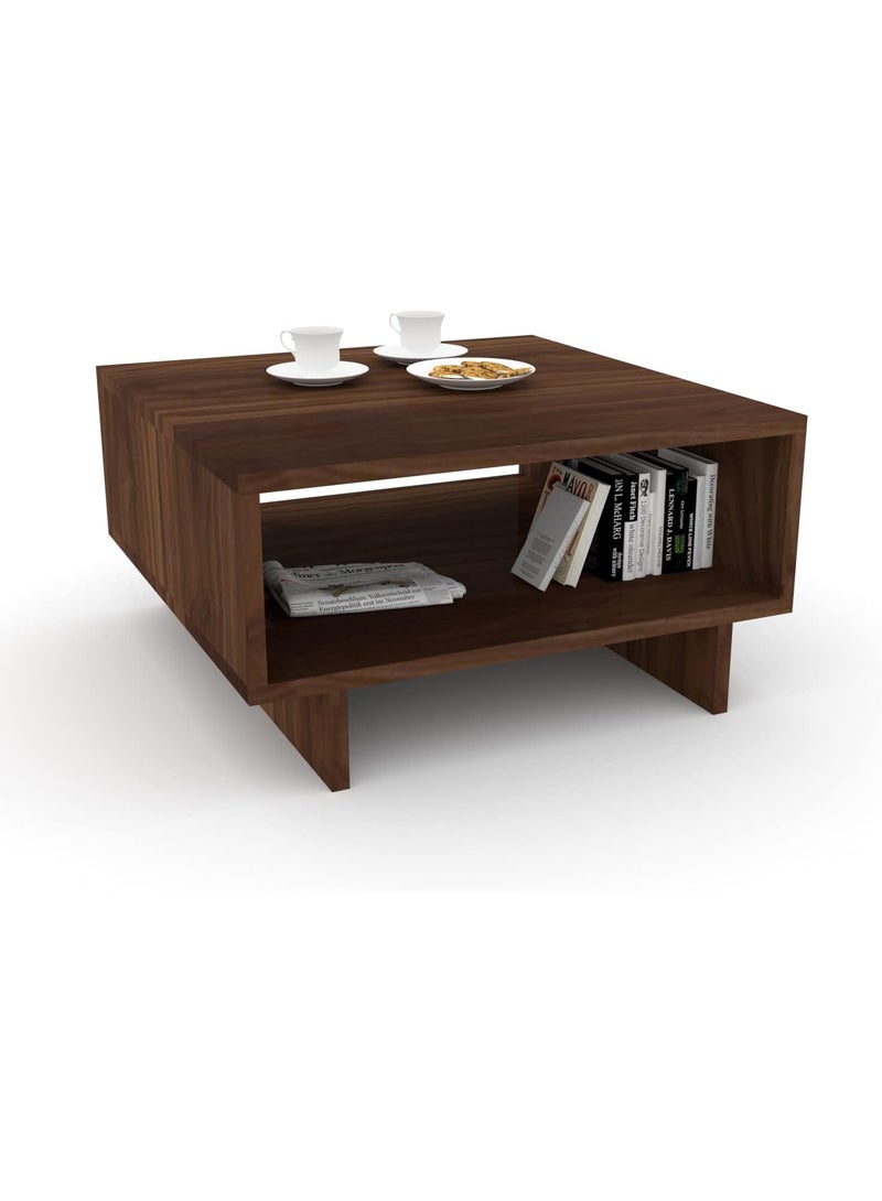 جاد وودز طاولة قهوة مربعة – تصميم مودرن خشبي بلون بني – طاولة وسط MDF بفتحة تخزين واسعة لغرفة المعيشة - Image 5