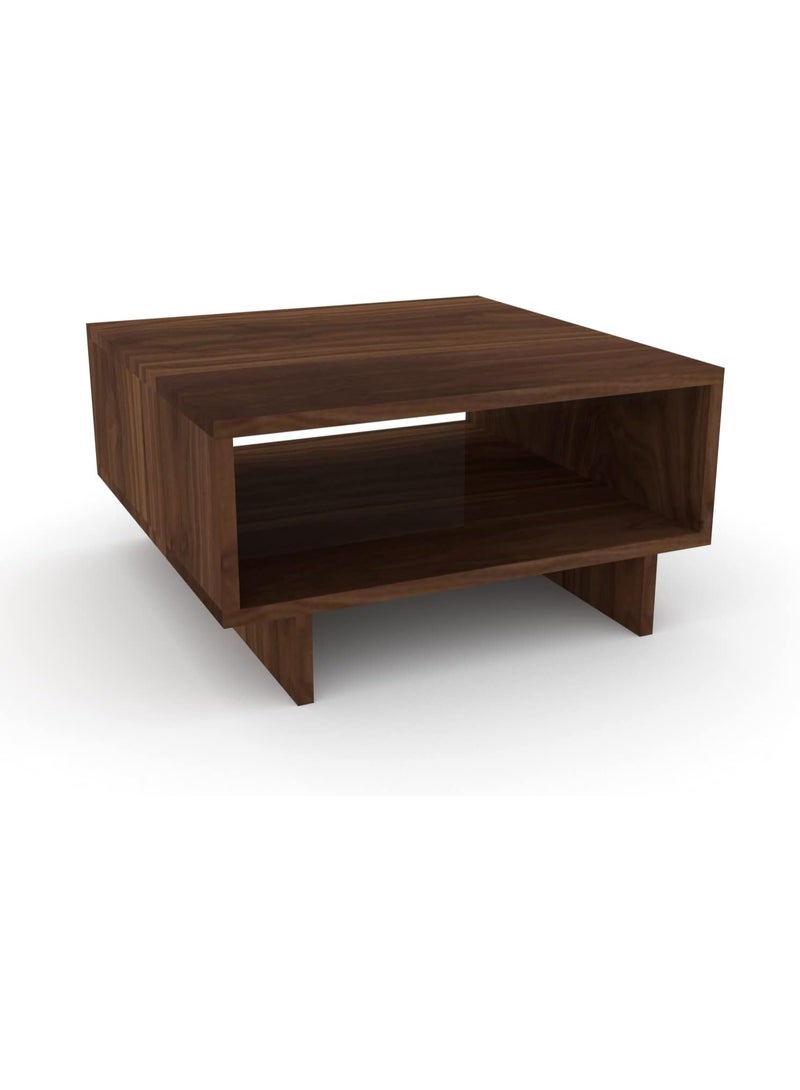 جاد وودز طاولة قهوة مربعة – تصميم مودرن خشبي بلون بني – طاولة وسط MDF بفتحة تخزين واسعة لغرفة المعيشة - Image 2