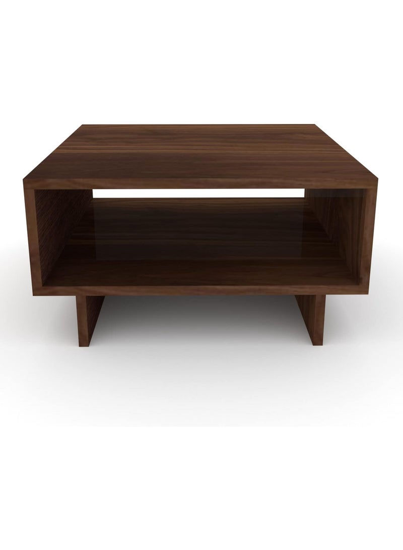 جاد وودز طاولة قهوة مربعة – تصميم مودرن خشبي بلون بني – طاولة وسط MDF بفتحة تخزين واسعة لغرفة المعيشة - Image 4