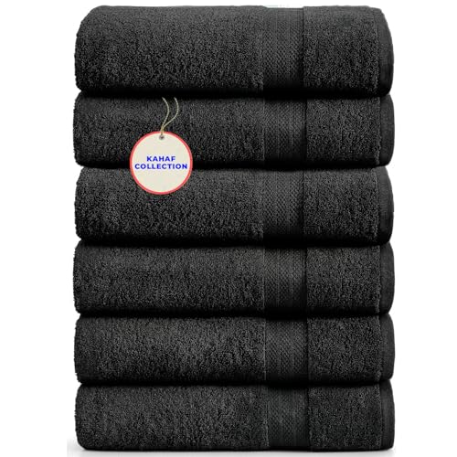 KAHAF COLLECTION 100% Cotton Bath Towels, 24x48 Pack of 6 Towels, Quick Dry, Highly Absorbent, Soft Feel Towel, Gym, Spa, Bathroom, Shower, Pool, Luxury Soft Towels (Burgundy, 24x48-6 Pack) - Image 1