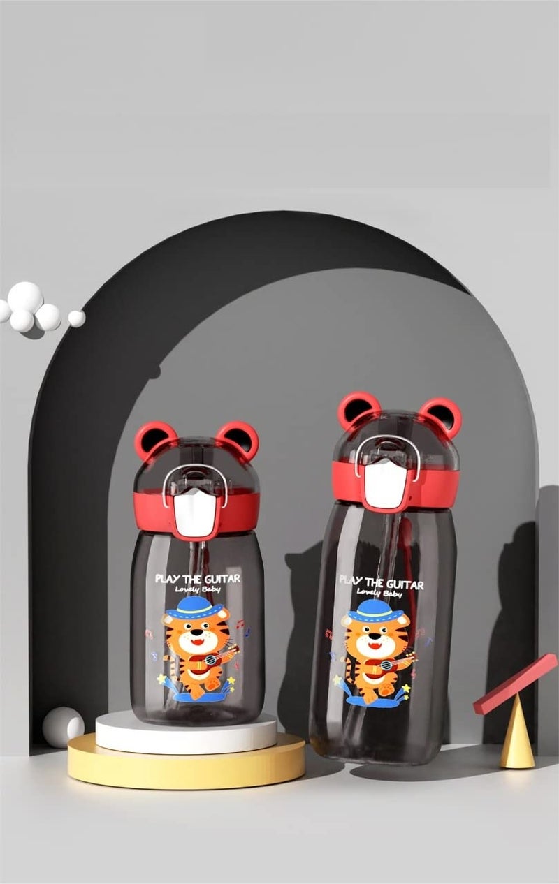 TEMSON Water Bottle for Kids, Cute Design Water Bottle with Sipper, Sipper Bottle for Kids -Anti-Leak Kids Cartoon Water Bottle for Kids - 550 ML (Black)(ABL-1033) - Image 4