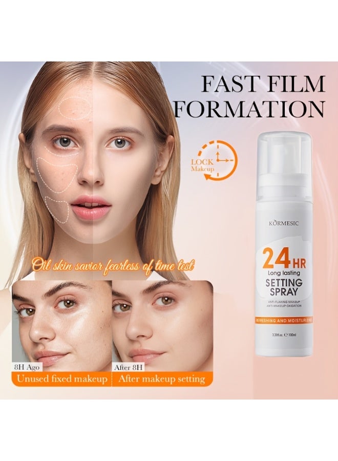 Kormesic 100ml 24HR Long Lasting Setting Spray Make Up Setting Spray Waterproof Moisturizing Hydrating Oil Control Matte Finish Spray Face Foundation Make Up Mist Matte Base Oil Control Lock Makeup Spray - Image 5