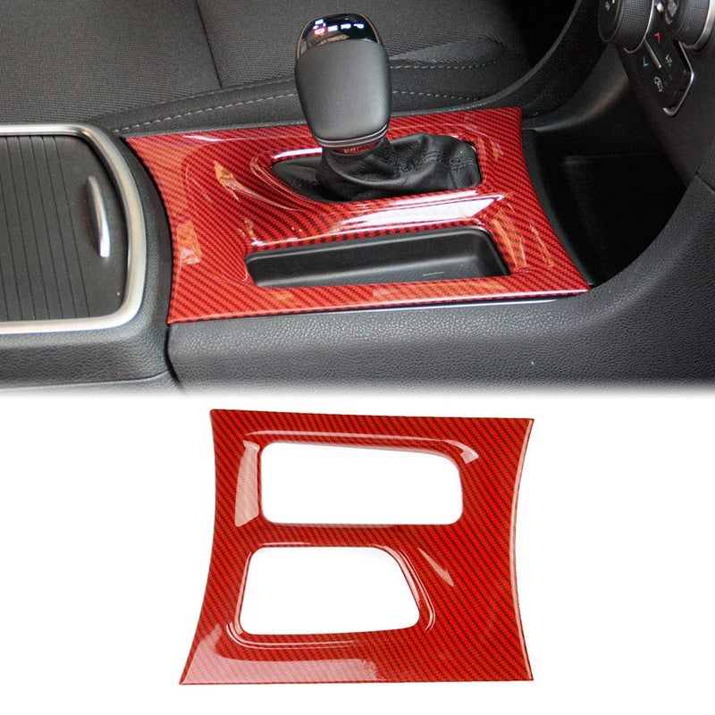 تريم لوحة التحكم المركزي من ألياف الكربون crosselec مناسب لدودج تشارجر 2015 باللون الأحمر