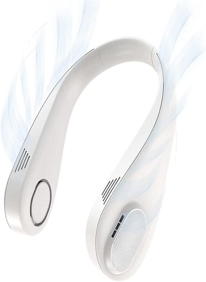 EKDON Hands-Free Portable Neck Fan, USB Rechargeable Mini Personal Fan, Headphone Design, 3-Speed ​​Mute Work Fan, for Travel, Hiking, Outdoor and Fitness, White - Image 1