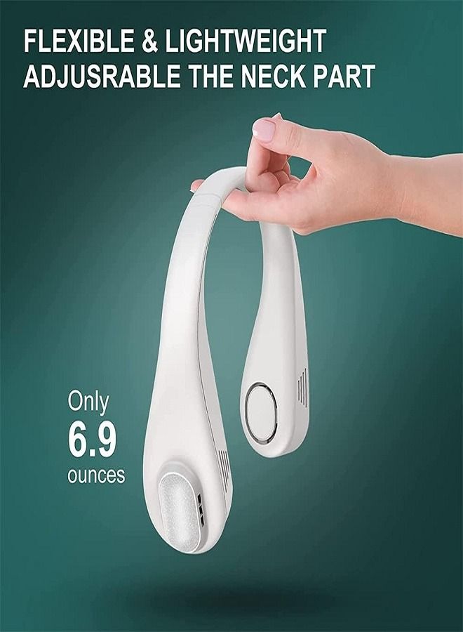 EKDON Hands-Free Portable Neck Fan, USB Rechargeable Mini Personal Fan, Headphone Design, 3-Speed ​​Mute Work Fan, for Travel, Hiking, Outdoor and Fitness, White - Image 3