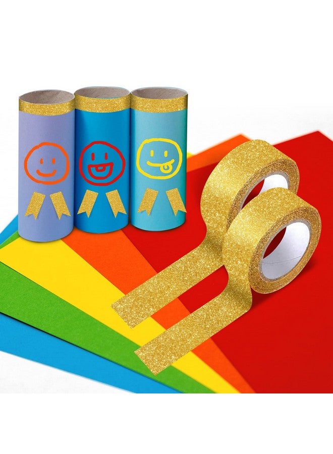 Hapy Shop 3 Rolls Gold Glitter Tape Gold Glitter Washi Tape 15Mm By 5M Total 15M/17.5 Yards For Scrapbook Crafting - Image 4