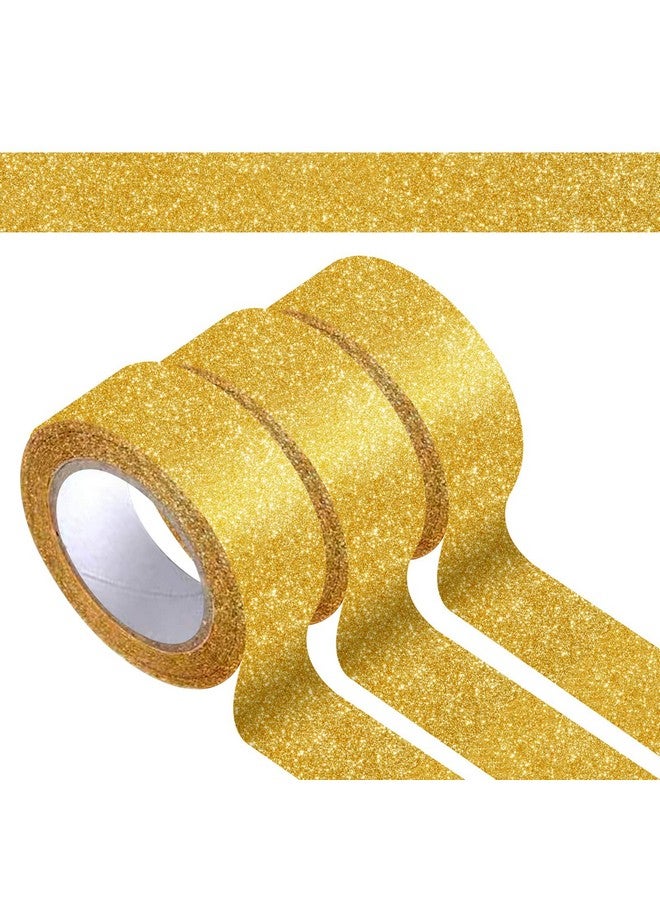 Hapy Shop 3 Rolls Gold Glitter Tape Gold Glitter Washi Tape 15Mm By 5M Total 15M/17.5 Yards For Scrapbook Crafting - Image 1
