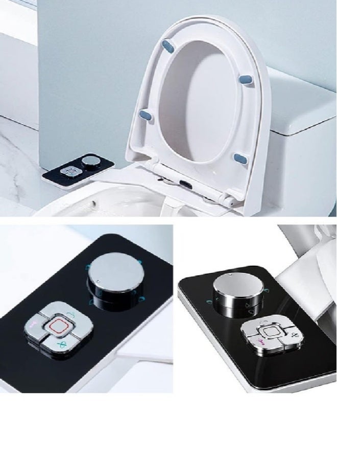 ارواق مرفق مقعد المرحاض بيديه فائق النحافة – غير كهربائي مع فوهتين للتنظيف الذاتي للغسل الأمامي والخلفي بالماء البارد للنظافة الشخصية - Image 1