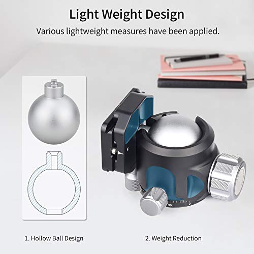 Innorel Low Profile Tripod Ball Head- N44,Panoramic Cnc Metal Camera Tripod Ball Head With Two 1 4" To 3 8" Screw Quick Release Plates For Tripod,Monopod,Dslr,Camcorder,Max Load 55Lbs 25Kg - Image 5
