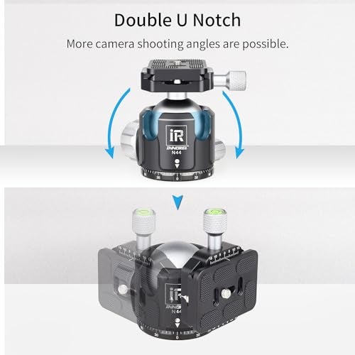 Innorel Low Profile Tripod Ball Head- N44,Panoramic Cnc Metal Camera Tripod Ball Head With Two 1 4" To 3 8" Screw Quick Release Plates For Tripod,Monopod,Dslr,Camcorder,Max Load 55Lbs 25Kg - Image 4