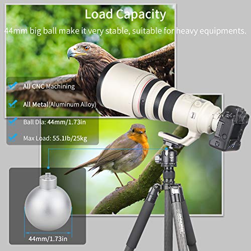 Innorel Low Profile Tripod Ball Head- N44,Panoramic Cnc Metal Camera Tripod Ball Head With Two 1 4" To 3 8" Screw Quick Release Plates For Tripod,Monopod,Dslr,Camcorder,Max Load 55Lbs 25Kg - Image 3
