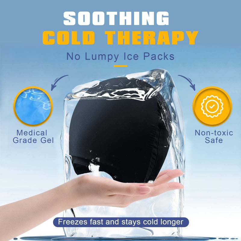 uncn Full Head Migraine Relief Hat, Ice Headache Wrap for Migraine Cooling Cap Pack Hat Compress Pad Cold Therapy for Stress, Tension, Sinus Pain Relief Reusable Physical Relief - Image 5