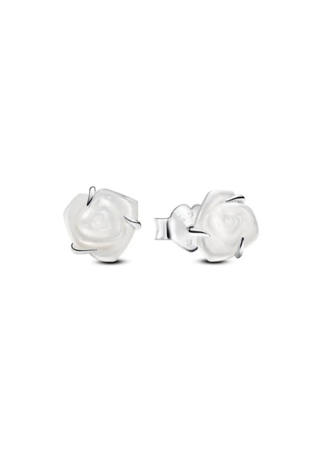 باندورا White Rose in Bloom Stud Earrings