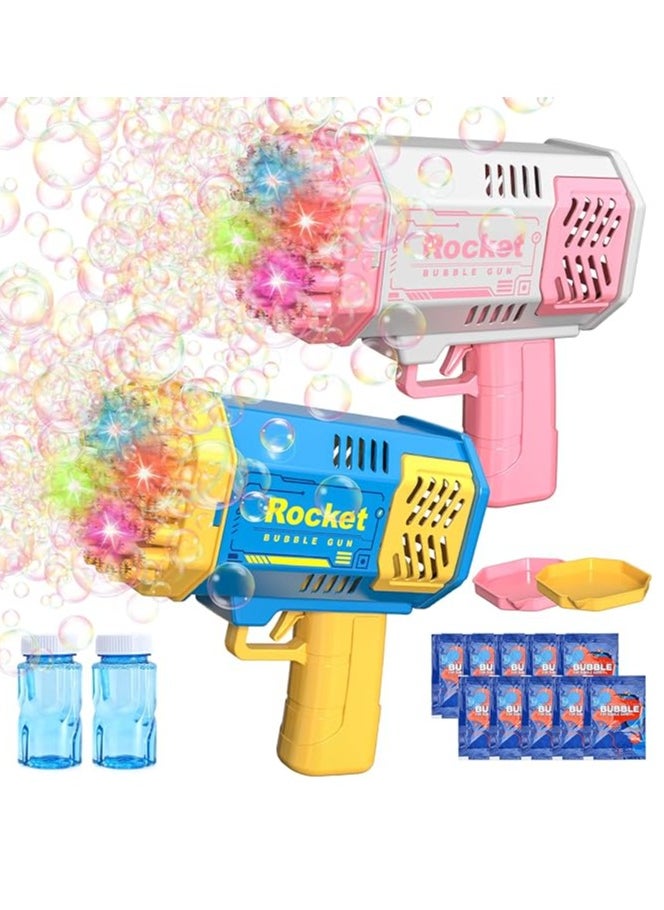 Bubble Machine 2 Pack Mini Bubble Gun For Toddlers,40 Holes Bubble Maker Blower Toys With Lights,3000+ Bubbles Per Minute Bubble Toys For Boys Girls Toddlers Outdoor Indoor Birthday Wedding Party  - Image 1