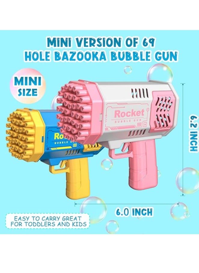 Bubble Machine 2 Pack Mini Bubble Gun For Toddlers,40 Holes Bubble Maker Blower Toys With Lights,3000+ Bubbles Per Minute Bubble Toys For Boys Girls Toddlers Outdoor Indoor Birthday Wedding Party  - Image 2