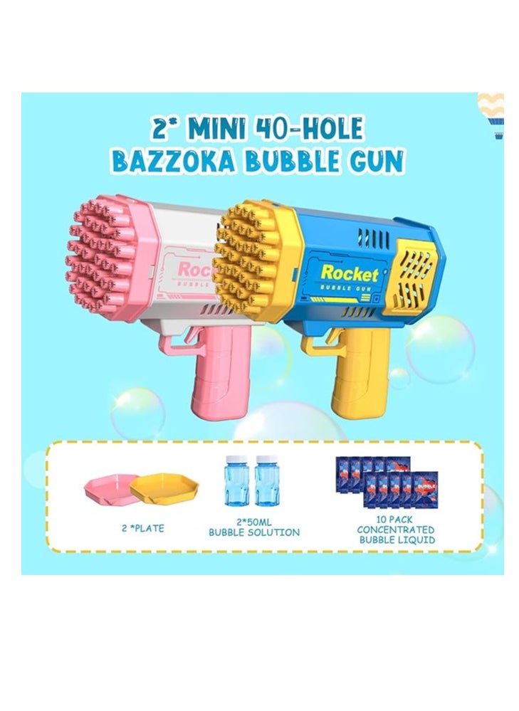 Bubble Machine 2 Pack Mini Bubble Gun For Toddlers,40 Holes Bubble Maker Blower Toys With Lights,3000+ Bubbles Per Minute Bubble Toys For Boys Girls Toddlers Outdoor Indoor Birthday Wedding Party  - Image 4
