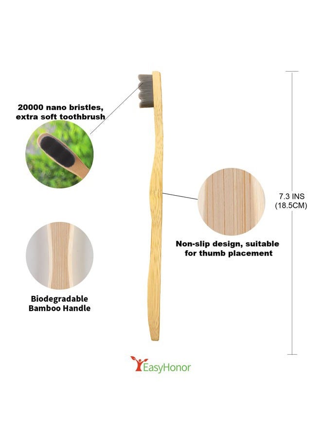 EasyHonor Extra Soft Toothbrush, Biodegradable Bamboo Toothbrush with Micro-Nano Ultra Soft 20,000 Bristles, BPA-Free, Natural, Eco-Friendly, 4-Pack for Adults… - Image 2
