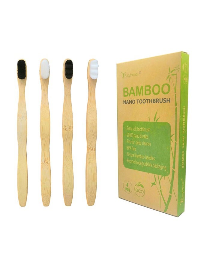 EasyHonor Extra Soft Toothbrush, Biodegradable Bamboo Toothbrush with Micro-Nano Ultra Soft 20,000 Bristles, BPA-Free, Natural, Eco-Friendly, 4-Pack for Adults… - Image 1