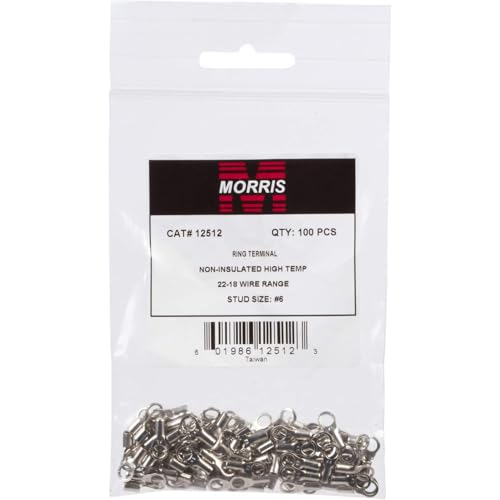 Morris Products High Temperature Ring Terminals – 12-10 Wire Size - #10 Stud Size – Nickel-Plated Steel – For HVAC, Industrial Kilns, Electric Space Heaters, Commercial Ovens, Fryers – Pack of 100 - Image 5