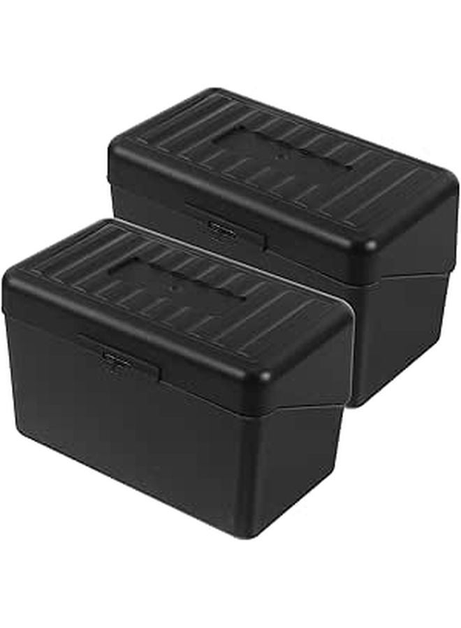 Compact Index Card Holder With Lockable Lid Includes Dividers For Desktop Categorization Portable Storage - Image 1