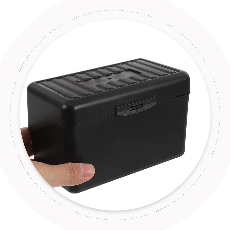 Compact Index Card Holder With Lockable Lid Includes Dividers For Desktop Categorization Portable Storage - Image 4