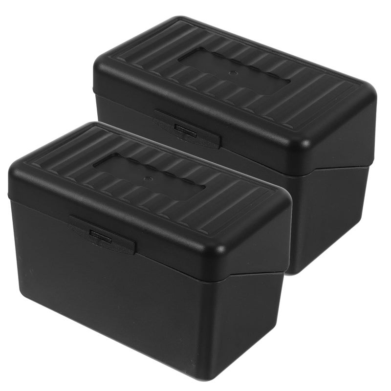 Compact Index Card Holder With Lockable Lid Includes Dividers For Desktop Categorization Portable Storage - Image 2
