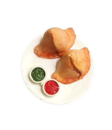 BRIKSHI Fridge Magnet Miniature Food 3D Fridge Magnet Best Souvenir Gift 100% Made in India (samosa) - Image 1