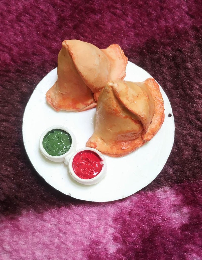 BRIKSHI Fridge Magnet Miniature Food 3D Fridge Magnet Best Souvenir Gift 100% Made in India (samosa) - Image 5
