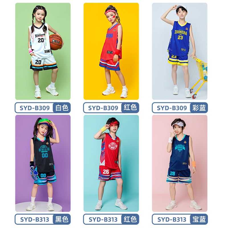 Children'S Basketball Clothes Suit Men'S Quick-Drying Training Clothes Primary School Students' Summer Sports Competition Team Clothes Girls' Printed Jersey - Image 4