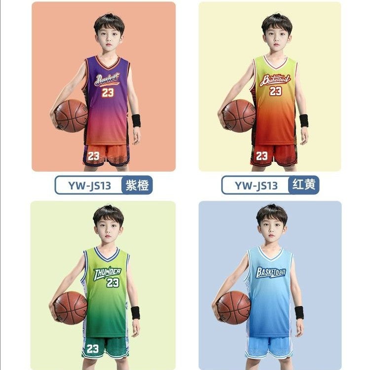 Children'S Basketball Clothes Suit Men'S Quick-Drying Training Clothes Primary School Students' Summer Sports Competition Team Clothes Girls' Printed Jersey - Image 5