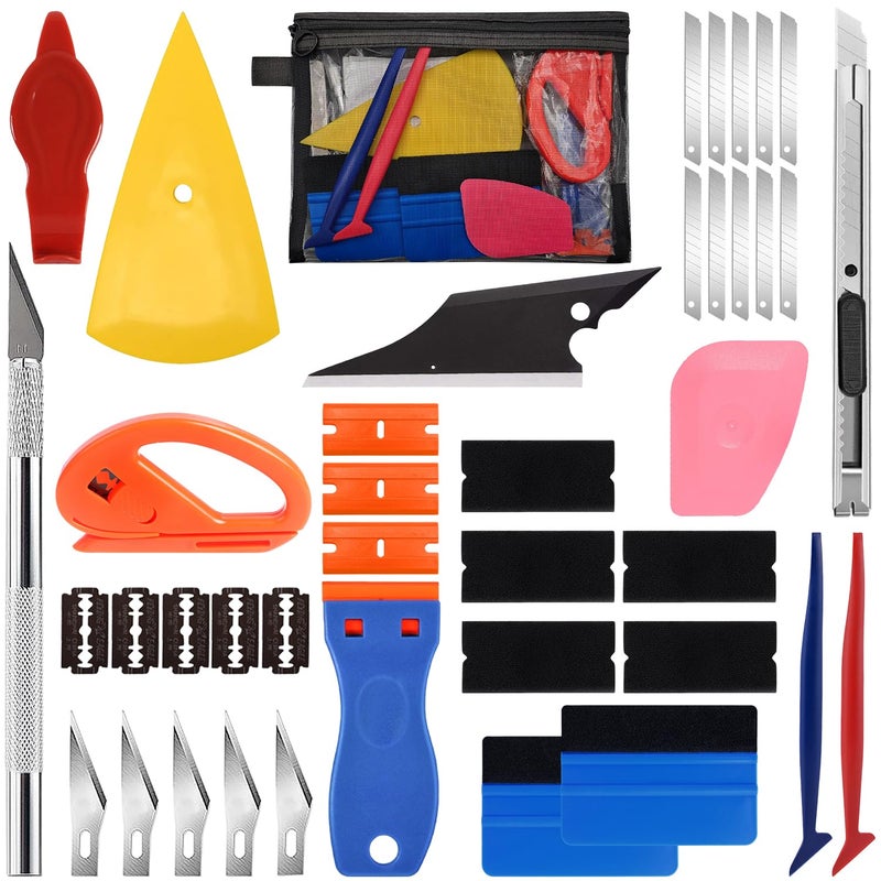 JIURUN 41Piece Car Window Tint Kit Vinyl Wrap Tools ScratchFree Felt Squeegees Precision Cutters Scrapers Complete DIY Installation Set for Auto Glass Home Privacy Film - Image 2