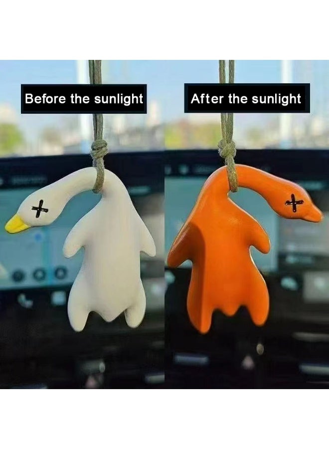 Cute Car Interior Decor Accessory/Backpack Pendant for Women & Men.Sunlight Activated UV Color Changing Duck Car Hanging Ornament - Funny "Lazy Duck" Rearview Mirror Pendant - Image 1