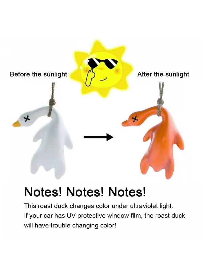 Cute Car Interior Decor Accessory/Backpack Pendant for Women & Men.Sunlight Activated UV Color Changing Duck Car Hanging Ornament - Funny "Lazy Duck" Rearview Mirror Pendant - Image 2