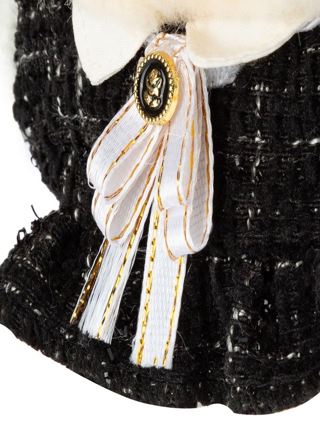 CHICHO 17cm Doll Clothes for labubu - Luxury Chic Style Set for 17cm Dolls, Premium Doll Outfit with Accessories - Black Plaid Tweed Dress + White Necktie + Plaid Bow (Clothes Only) - Image 4