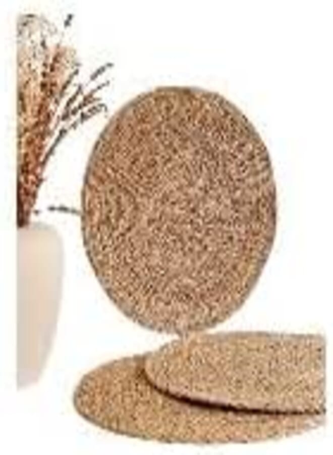 Round Woven Jute Placemats, Natural Braided Table Mats, Set of 1, Brown, 35 CM