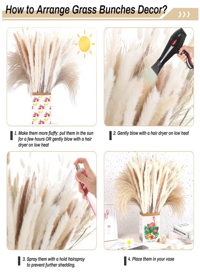 Cruzix 110 قطعة من عشب البامباس المجفف لتزيين المنزل بأسلوب بوهو، نباتات مجففة طبيعية وبيضاء، باقة عشب بومبوس مع أزهار مجففة على شكل ذيول أرنب، عشب ذيل القصب بكميات كبيرة لتزيين المنزل الاصطناعي، وتنسيقات حفلات الزفاف. - Image 5