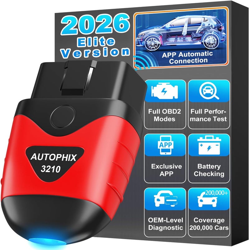 AutoPhix 3210 OBD2 Scanner Bluetooth, Wireless Code Reader for Car - Check Engine Light & Battery - Easy DIY Car Diagnostic Scanner Tool for 1996+ Vehicles, No Subscription Fee for iPhone & Android - Image 1
