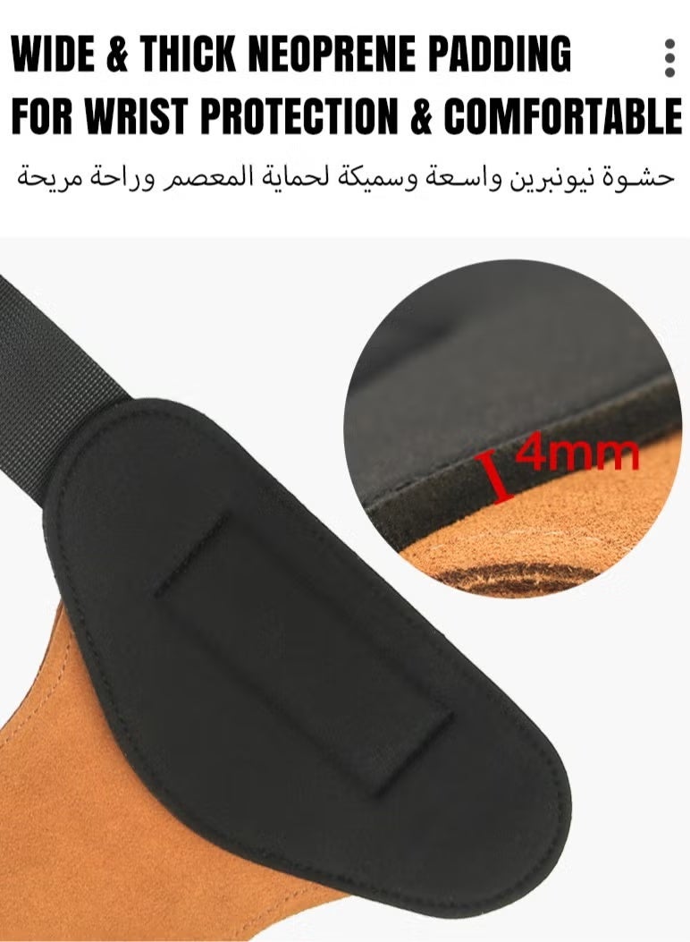 ZNARO 1 Pair Weight Lifting Wrist Straps, Double Layer Leather for Deadlift and Powerlifting, Adjustable Neoprene Padded Gym Hooks for Men and Women - Image 4