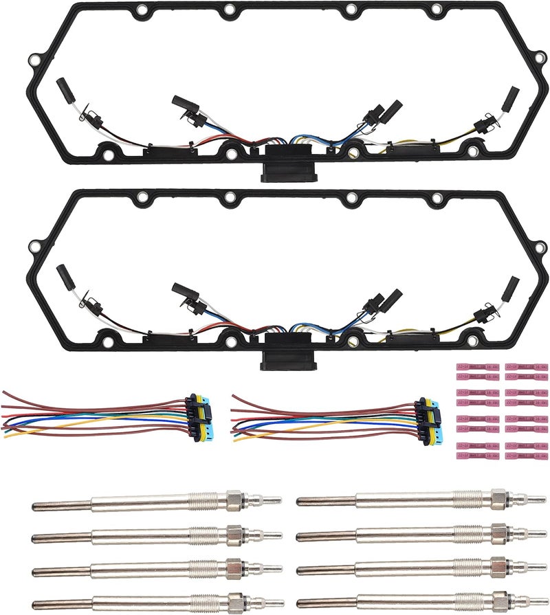 FGJQEFG Valve Cover Gaskets Harness with Glow Plugs for 98-03 Ford F250 E350 7.3L Powerstroke Diesel - Image 1