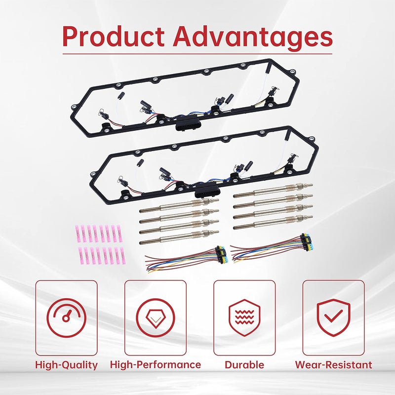 FGJQEFG Valve Cover Gaskets Harness with Glow Plugs for 98-03 Ford F250 E350 7.3L Powerstroke Diesel - Image 4