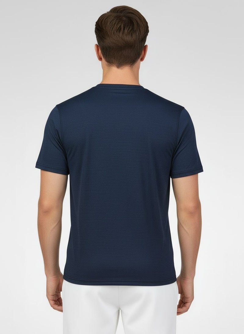 MOTION Men Sportswear Fit Short Sleeve Training T-Shirt, Navy - Image 3