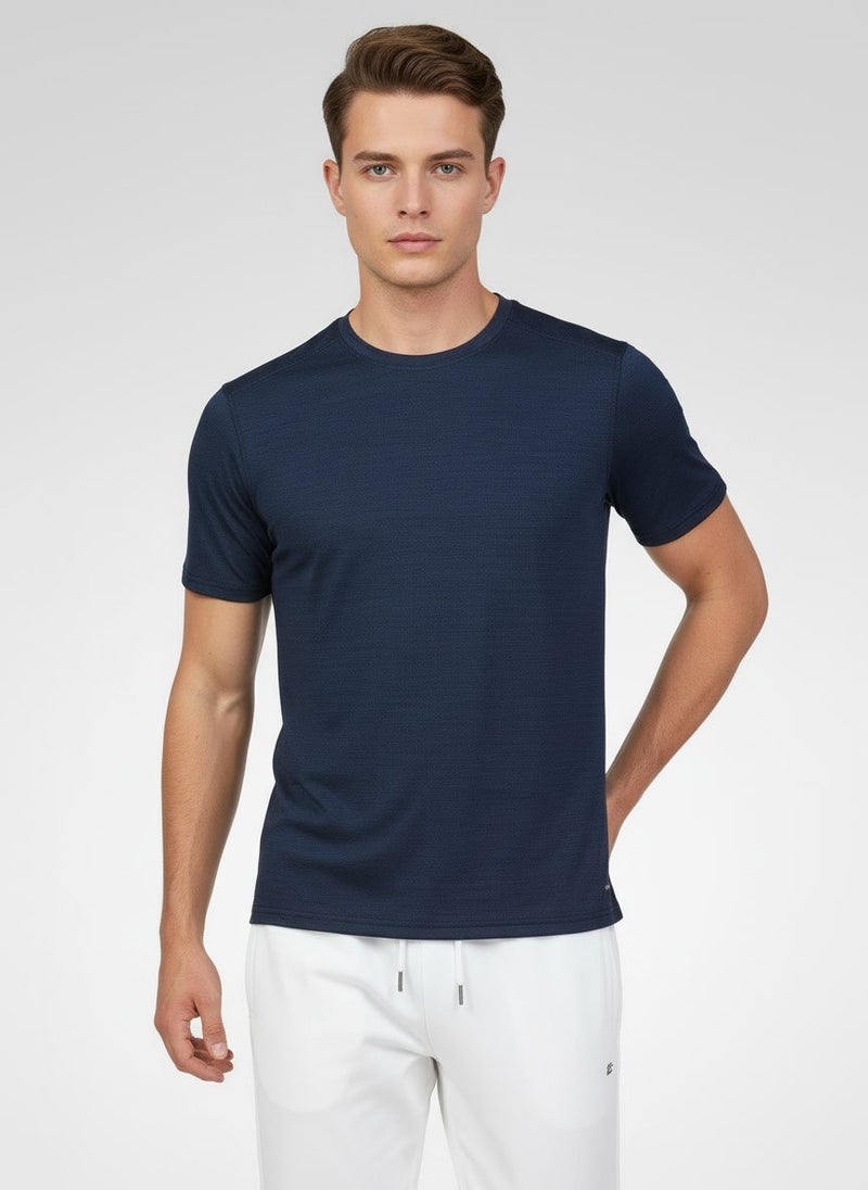 MOTION Men Sportswear Fit Short Sleeve Training T-Shirt, Navy - Image 1
