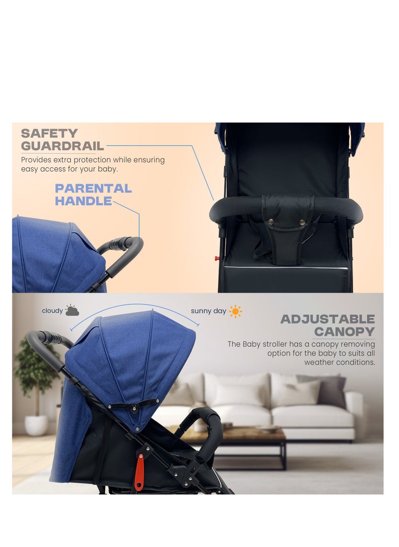 Baybee 2 in 1 Convertible Baby Pram Stroller for Newborn Babies with Adjustable Seat & Canopy, Bassinet, Parent Handle, Safety Guard & Storage | Baby Stroller for Toddlers 0-3 Years Boy Girl (Blue) - pzsku/Z4430D286BB0E4A3C074AZ/45/_/1740400286/5c9b6667-6169-4a54-84c6-9d8db727a8d7