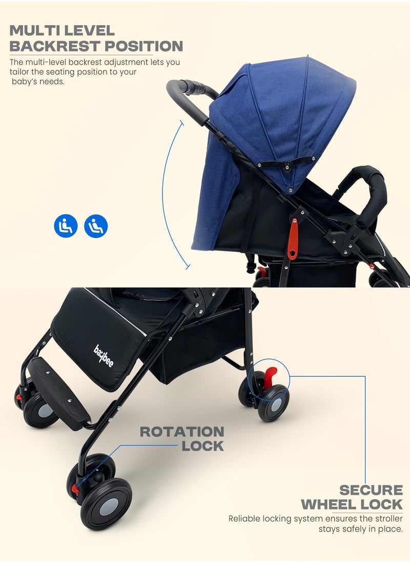 Baybee 2 in 1 Convertible Baby Pram Stroller for Newborn Babies with Adjustable Seat & Canopy, Bassinet, Parent Handle, Safety Guard & Storage | Baby Stroller for Toddlers 0-3 Years Boy Girl (Blue) - pzsku/Z4430D286BB0E4A3C074AZ/45/_/1740400295/b853f268-dc5e-48b5-97b4-31cb5f91a9b3