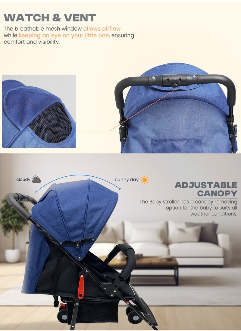 Baybee 2 in 1 Convertible Baby Pram Stroller for Newborn Babies with Adjustable Seat & Canopy, Bassinet, Parent Handle, Safety Guard & Storage | Baby Stroller for Toddlers 0-3 Years Boy Girl (Blue) - pzsku/Z4430D286BB0E4A3C074AZ/45/_/1740400296/f062393a-ea23-48a3-9fab-c41ac656300e