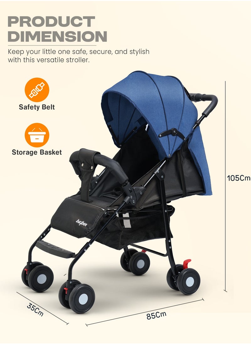 Baybee 2 in 1 Convertible Baby Pram Stroller for Newborn Babies with Adjustable Seat & Canopy, Bassinet, Parent Handle, Safety Guard & Storage | Baby Stroller for Toddlers 0-3 Years Boy Girl (Blue) - pzsku/Z4430D286BB0E4A3C074AZ/45/_/1740400305/2e05e415-f056-47a8-afbb-f30ebb8bc6d2