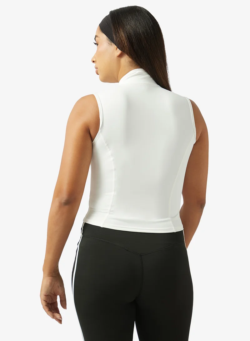 Frwd Seamless Body Contour Zip Up Sleeveles Top