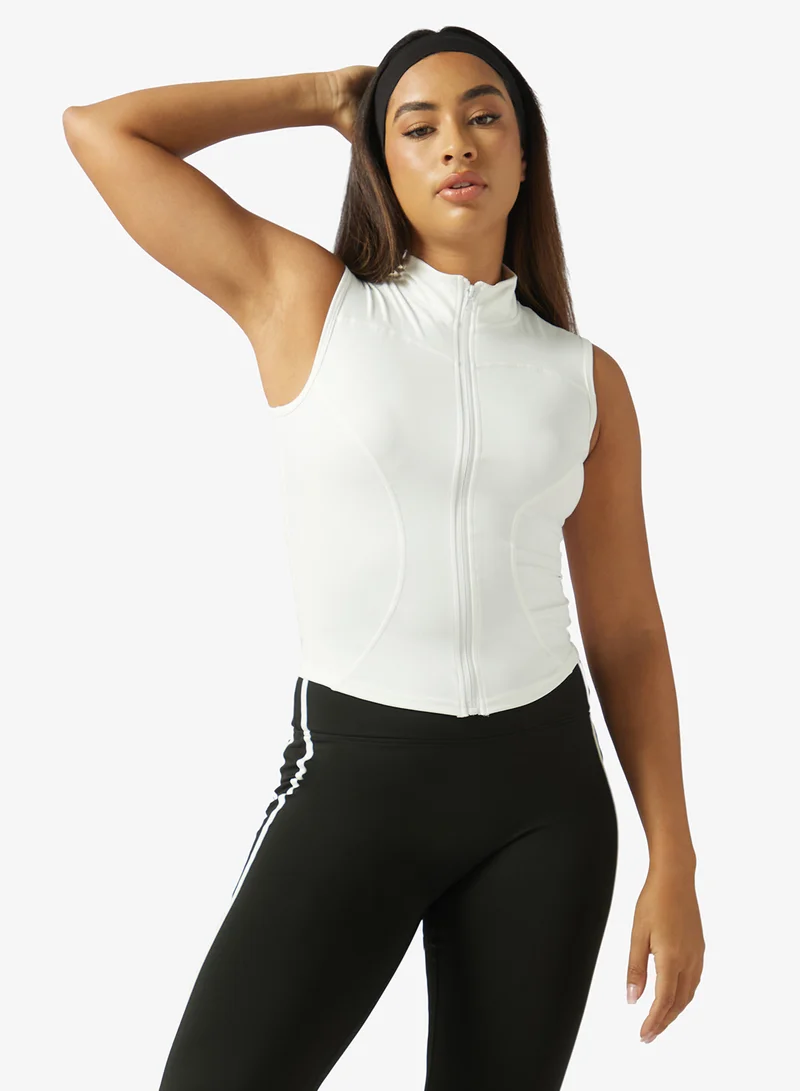 Frwd Seamless Body Contour Zip Up Sleeveles Top