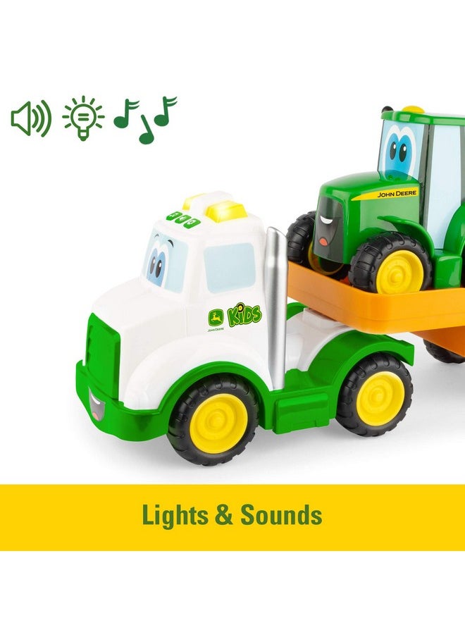 John Deere JOHN DEERE Lights & Sounds Farmin' Friends Hauling Set - Includes Toy Truck and Backhoe Tractor Toy Toys - Toddler Toys Ages 18 Months and Up  - Image 2